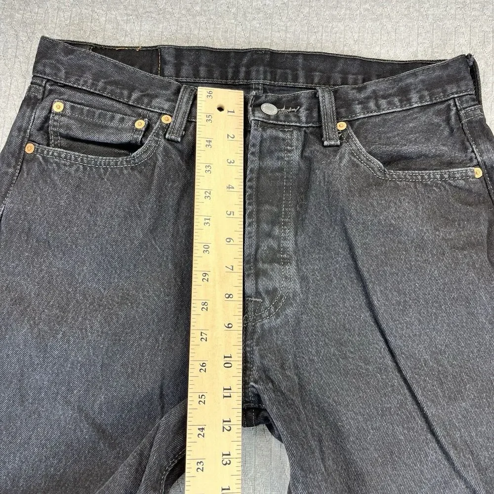 Levi's 501 Black Men's pants (34x32) straight Leg Button‎ Fly Denim Jeans dark